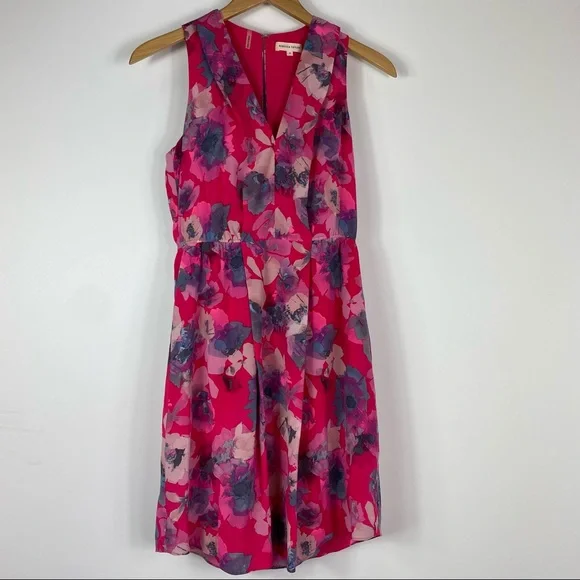 rebecca taylor pink floral dress Floral Print Knee-Length Dress